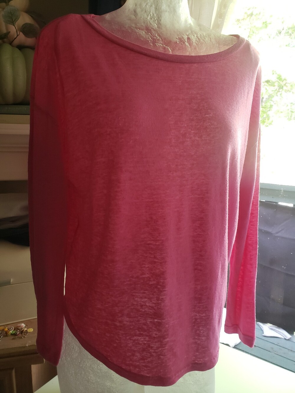 Gap Linen Blend Long Sleeve Pink Women's Top